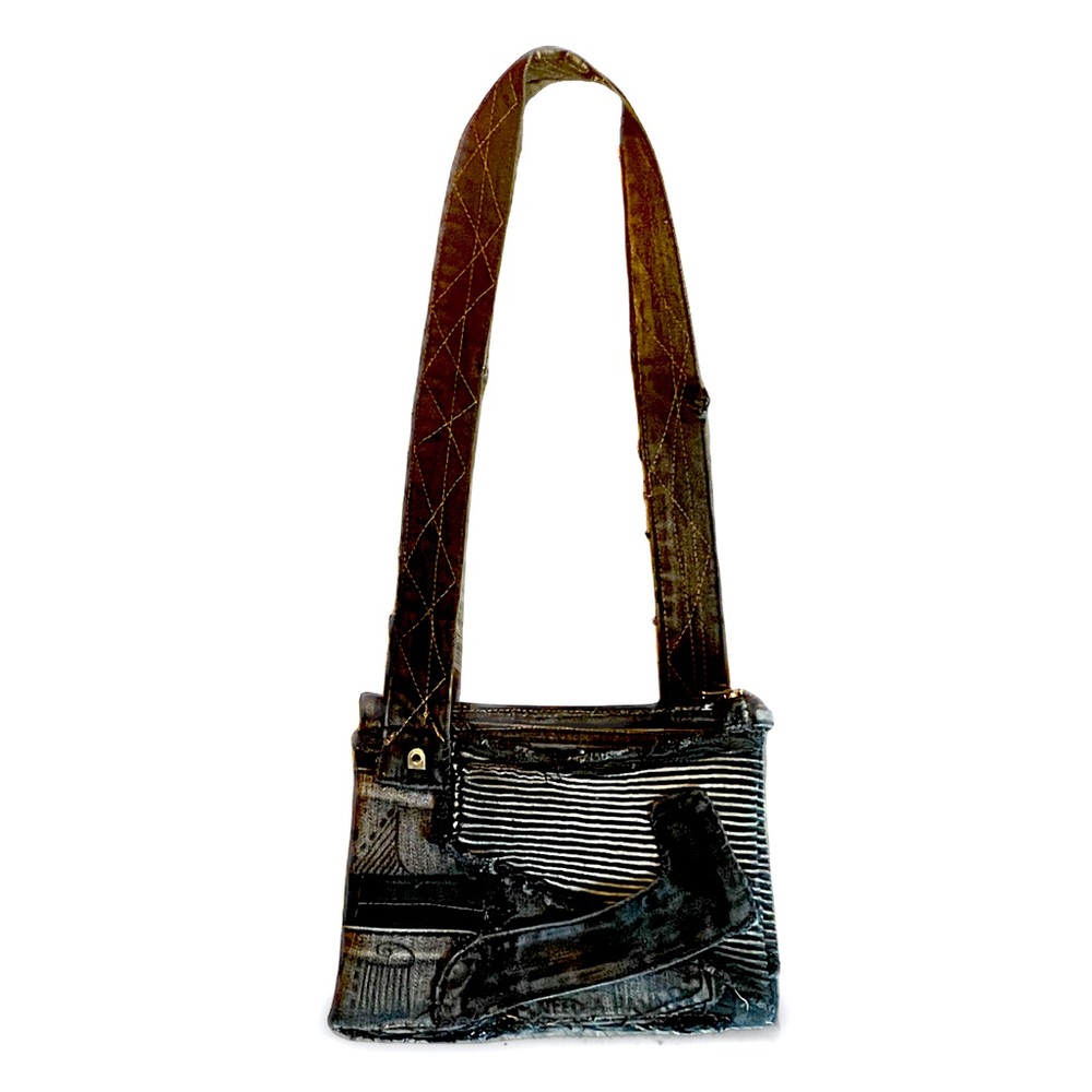 One of a kind hand painted Custom denim Handbag 👜